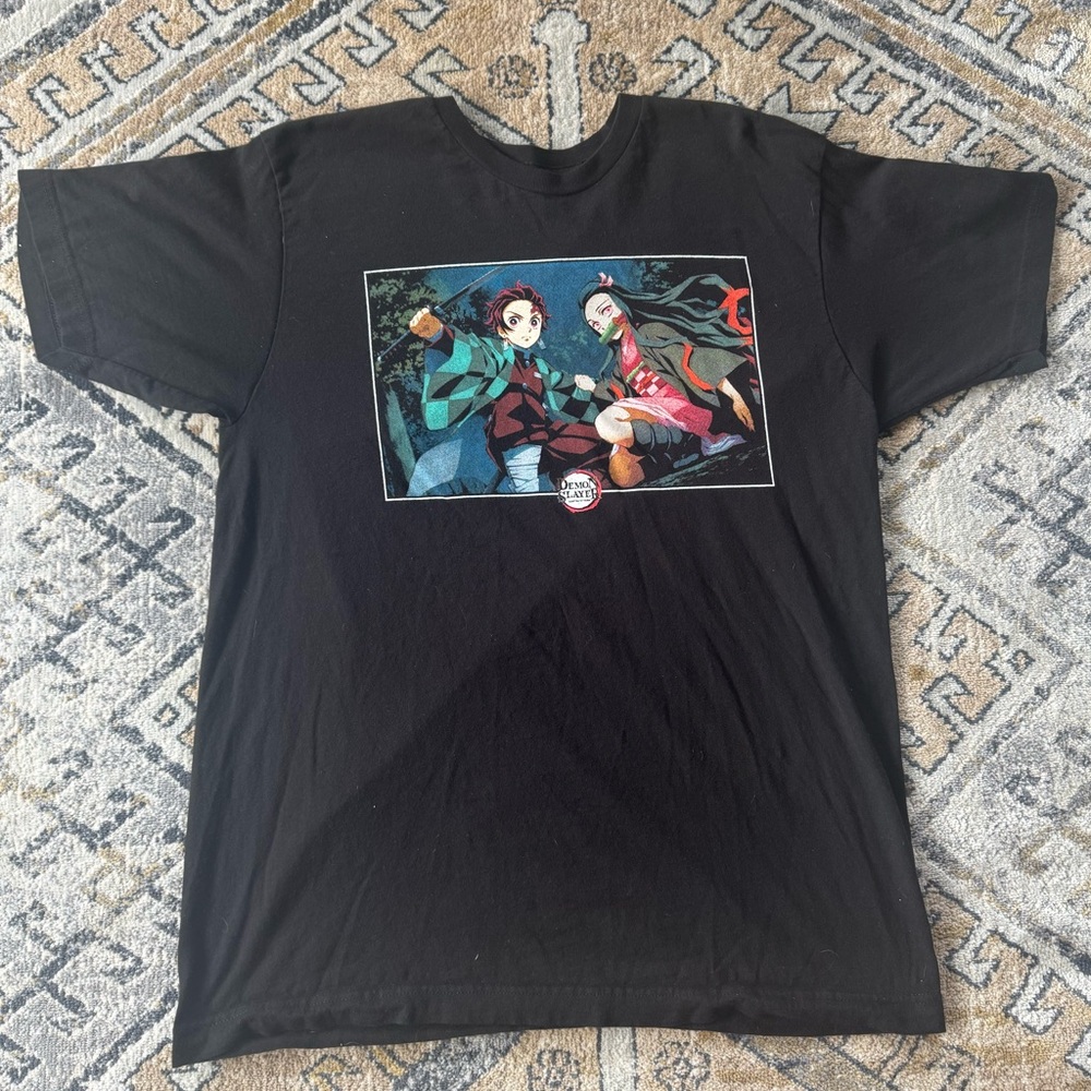 Demon Slayer Black 100% Cotton Relaxed Graphic Short Sleeve Tee